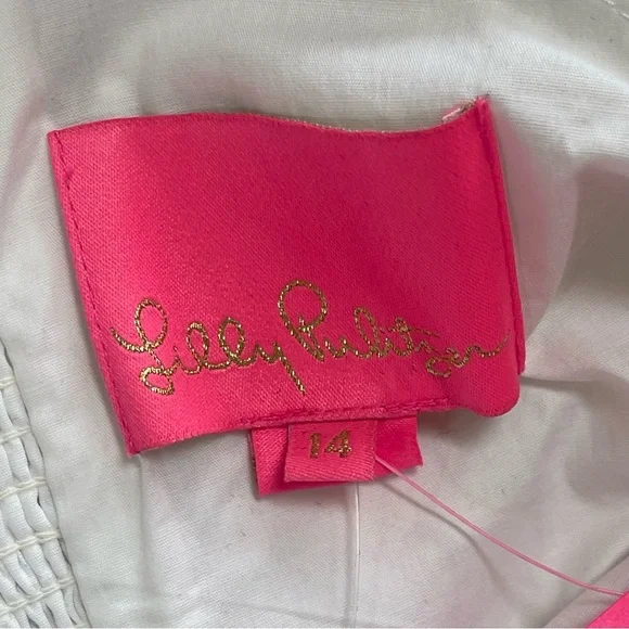 Lilly Pulitzer Daniela Cotton Eyelet Mini Coquette Dress White Puff Sleeves 14